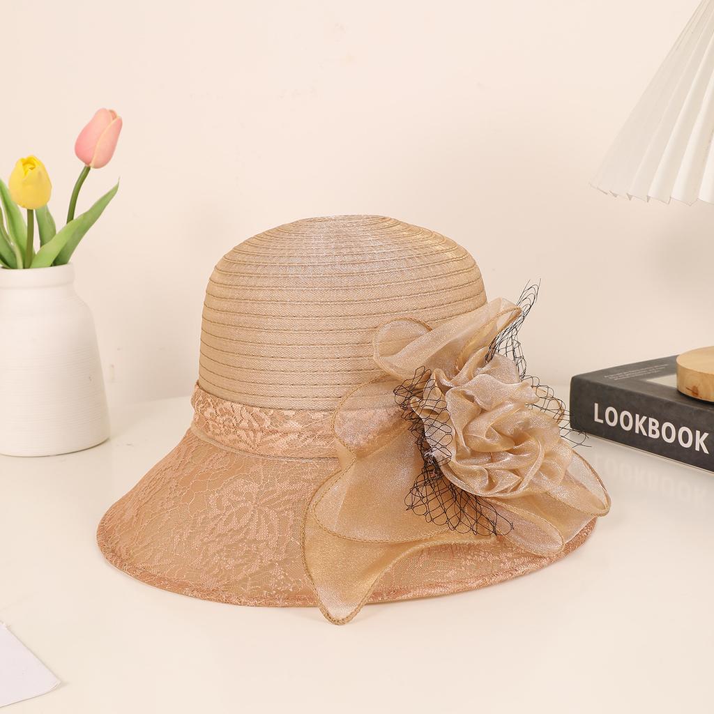 New French organza mesh flower hat summer fashion trendy brand sunscreen sunshade big eaves hat retro elegant millinery hat