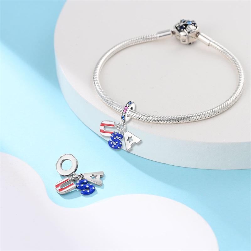Fit Pan Original Bracelet American Style Series-Usa Three-Piece Set For Women Jewelry Diy Beads New Items