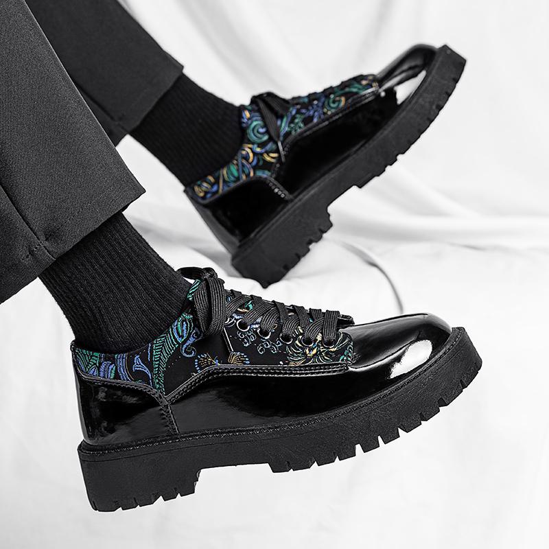 

Autumn British style business dress casual leather shoes black platform heightening groom wedding big head shoes 39