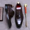 Men's leather shoes, three-joint leather shoes, business square head large size formal cowhide leather shoes