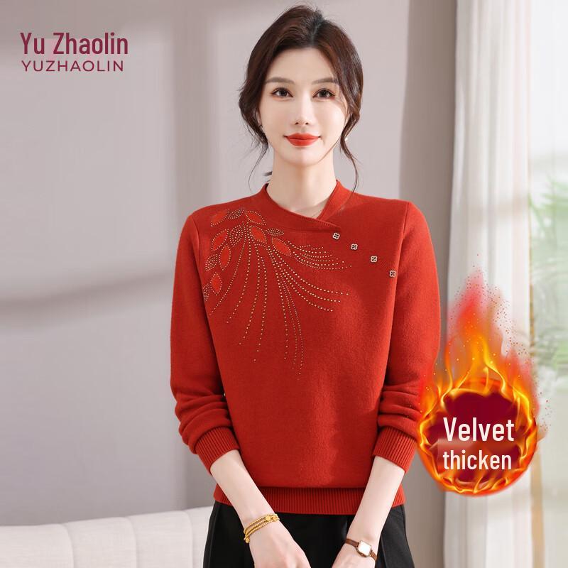 

YUZHAOLIN New Chinese Style Plus Velvet Women s Warm Sweater XL