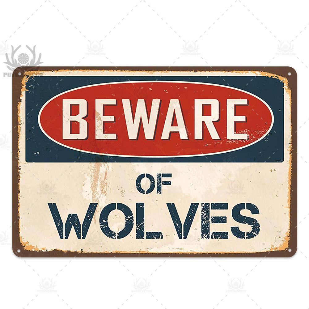 Putuo Decor Beware Vintage Tin Sign Funny Warning Danger Plaque Metal Wall Poster Painting for Room House Shop Bar Man Cave