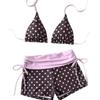 2026 Retro Polka Dot Striped Cross-Strap Bikini with Lace-Up Details