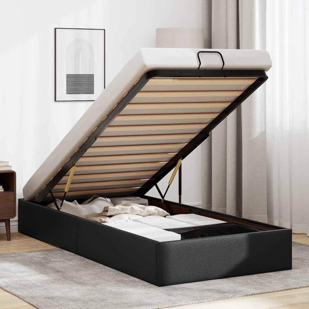 Ottoman Bed without Mattress Black 80x200 cm Faux Leather