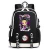 Demon Slayer Anime Print Student Backpack USB Charging Port Lightweight School Bag for Boys Girls
