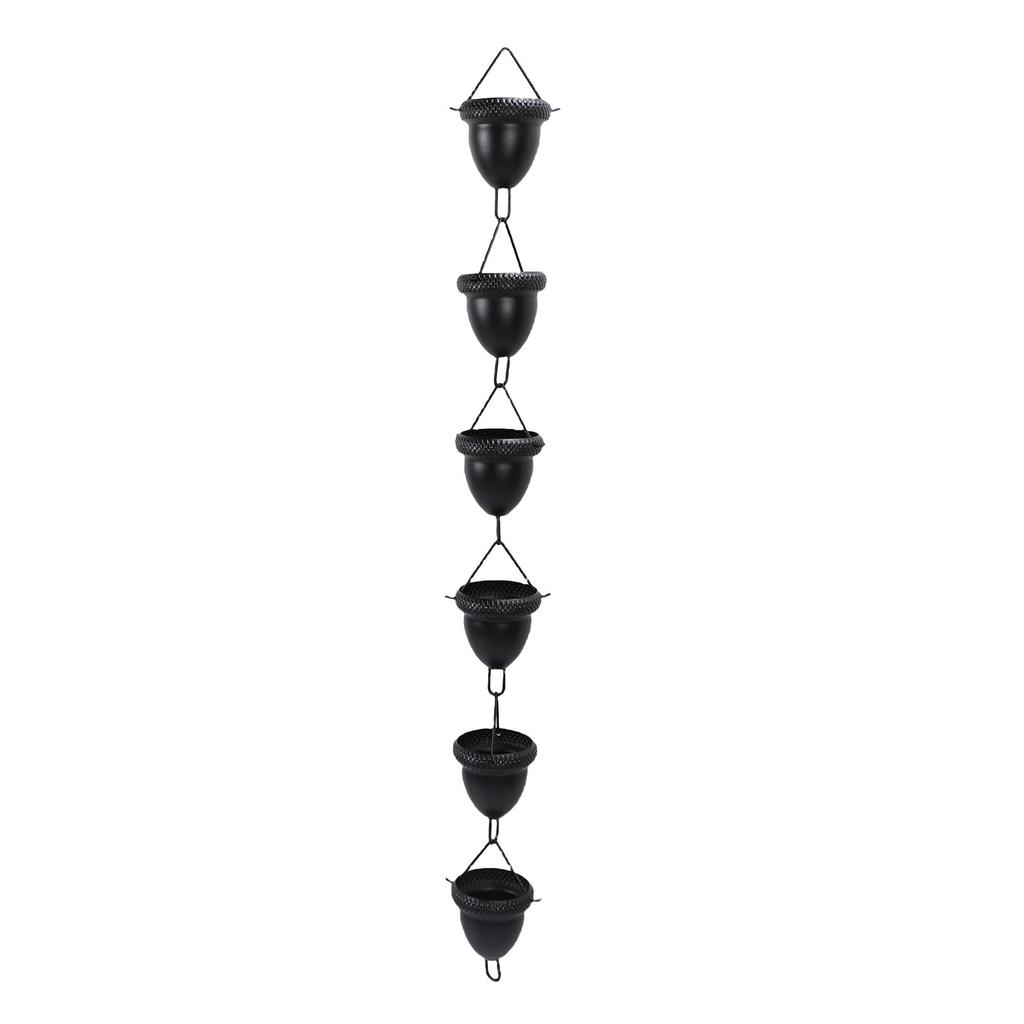 Black Acorn Rain Chain 3.6ft Decorative Rain Catcher Chain for Gutter Downspouts Aluminum Alloy