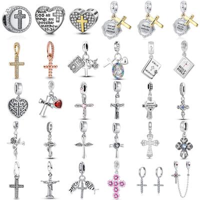 New Copper Jesus Cross Bead Pendant Safety Chain Suitable For European Original Bracelet Diy Accessories Exquisite Jewelry