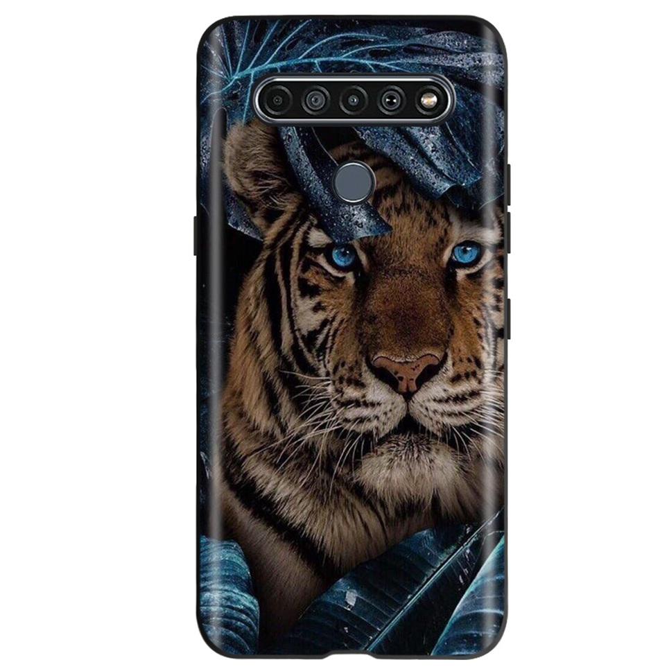 Black TPU Cover For LG K61 2020 CaseCute Cat Pattern Coque For LG K61K 61 LGK61 Luxury Matte Shockproof Protection Etui Bumper