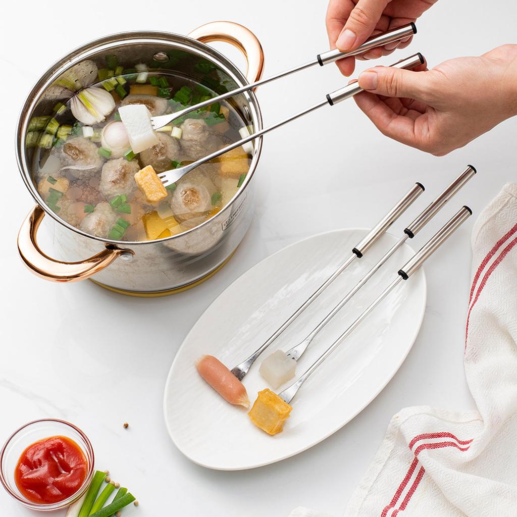 9.37in Stainless Steel Fondue Forks Lightweight Heatproof Cheese Fondue Sticks Barbecue Fruit Dessert Forks Easy To