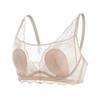 Silk lace adjusted gathering bra, mulberry silk ultra-thin rabbit ear cup, large chest and small underwear