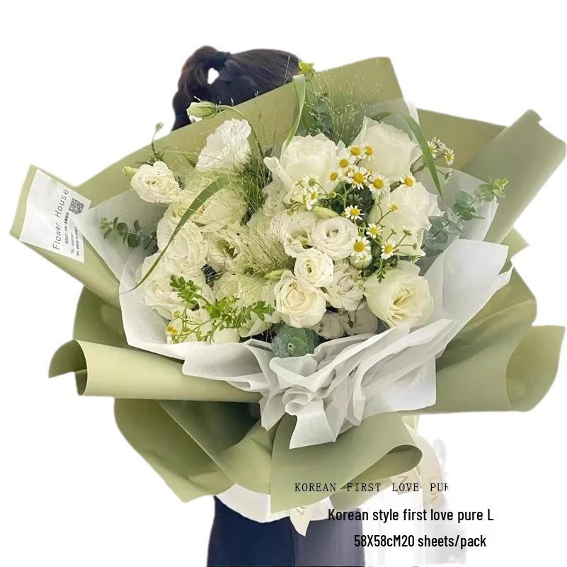 Korean Style Waterproof Flower Wrapping Paper - Pure Color Bouquet Packaging Material