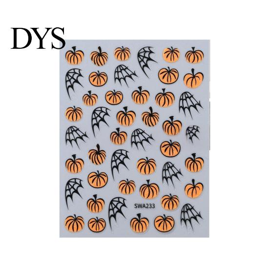 Halloween Nail Accessories Pumpkin Art Stickers, Spider Web Plants Leaves Manicure Decals Decor Decals, Self-Adhesive Stickers for Women and Girls