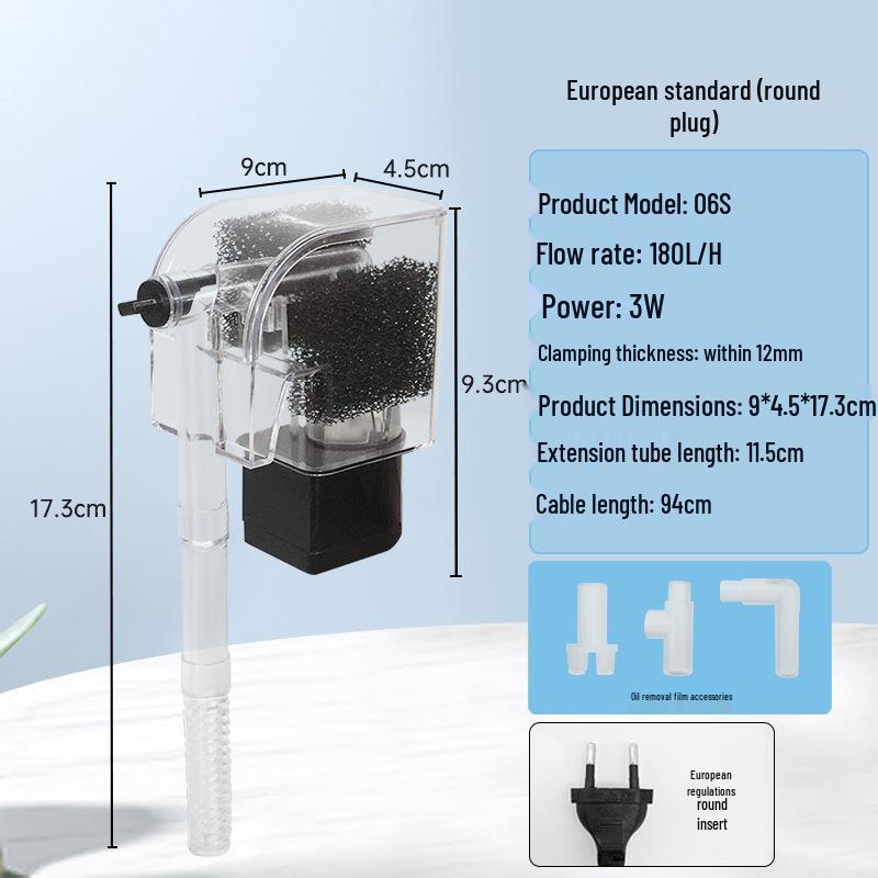 USB Wall-Mounted Mini Fish Tank Filter & Oxygenator Waterfall Pump