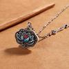 Vintage Enamel Lotus Peace Lock Necklace Ethnic Style Accessories