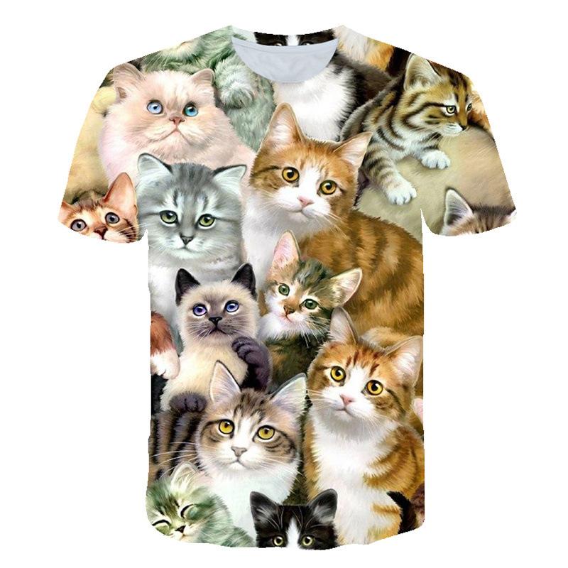 Men's Short Sleeved T-shirt with Animal Print Round Neck Casual Sports Men's Pullover Top T-shirt