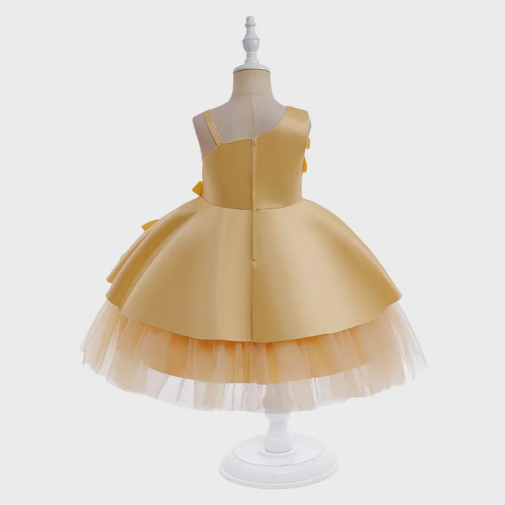 Kwiatowa tiulowa sukienka księżniczki na jedno ramię dla dziewczynek