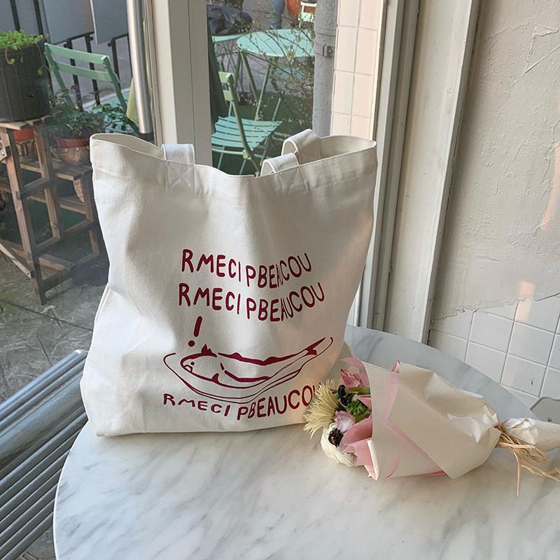 Stylish Korean Canvas Tote Bag Casual Shoulder Bag For Female Students