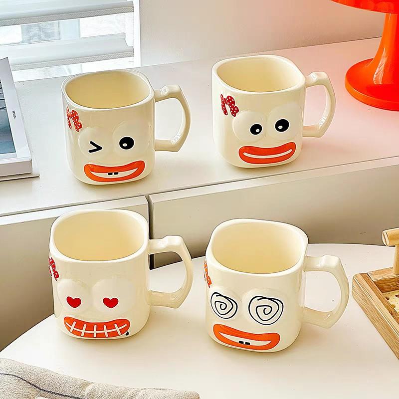 Birthday Gift Water Cup Household Strange Ghost Mug With Lid Ceramic Cup For Girls Gift Water Cup