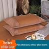 Free Shipping: Cool Straw Mat Pillow Set - Natural Cattail Grass, Orchid Design, Pair (2 Strips), Summer Cooling Pillowcase for Adults