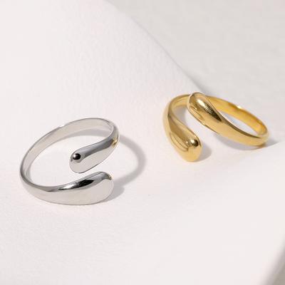 Vintage Pierścionek Damski Kształt Kropli Wody, Punkowy Gotycki Regulowany Otwarty Design, Spersonalizowany Dodatek Biżuteryjny Prezent.