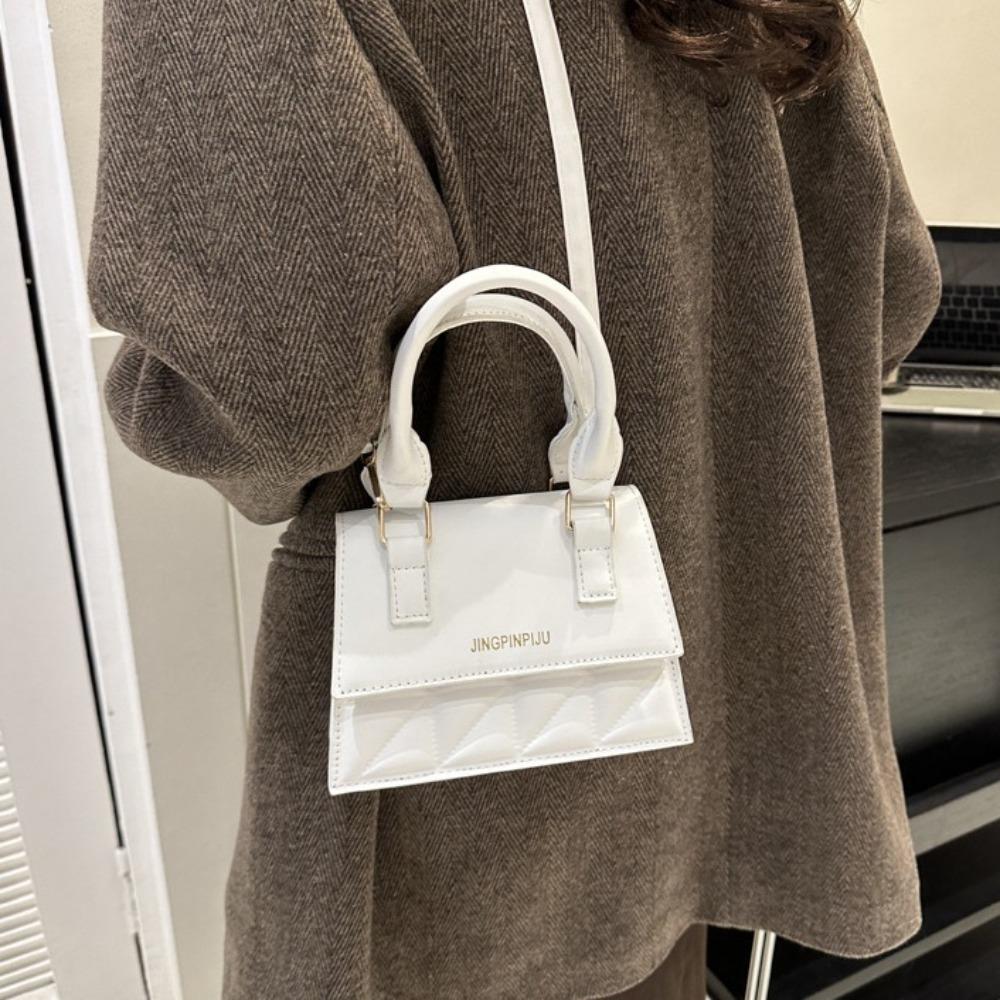 Korean Style Plaid Leather Square Bags Solid Color Crossbody Bag Simple Single Shoulder Bag  Girls
