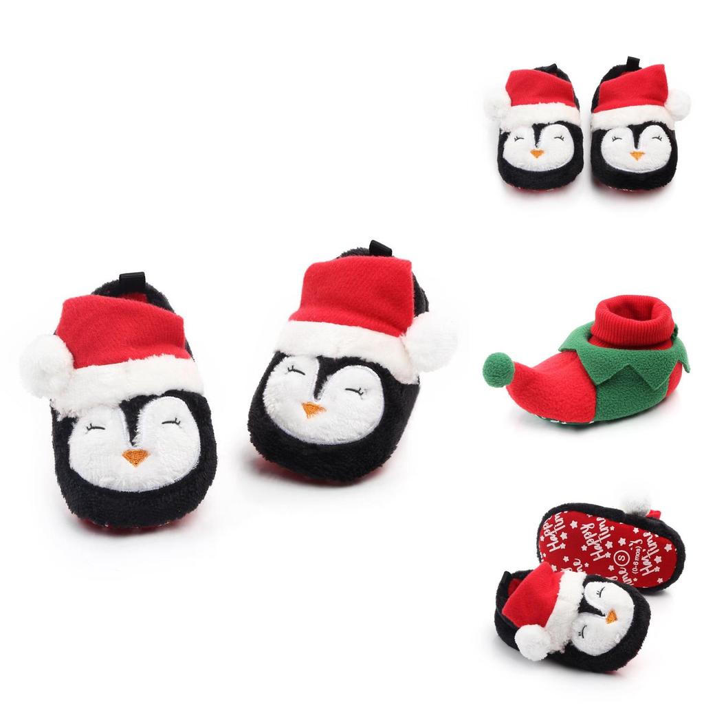 Adorable Unisex Baby Kids Christmas Shoes Winter Soft Slippers Santa Claus Gift