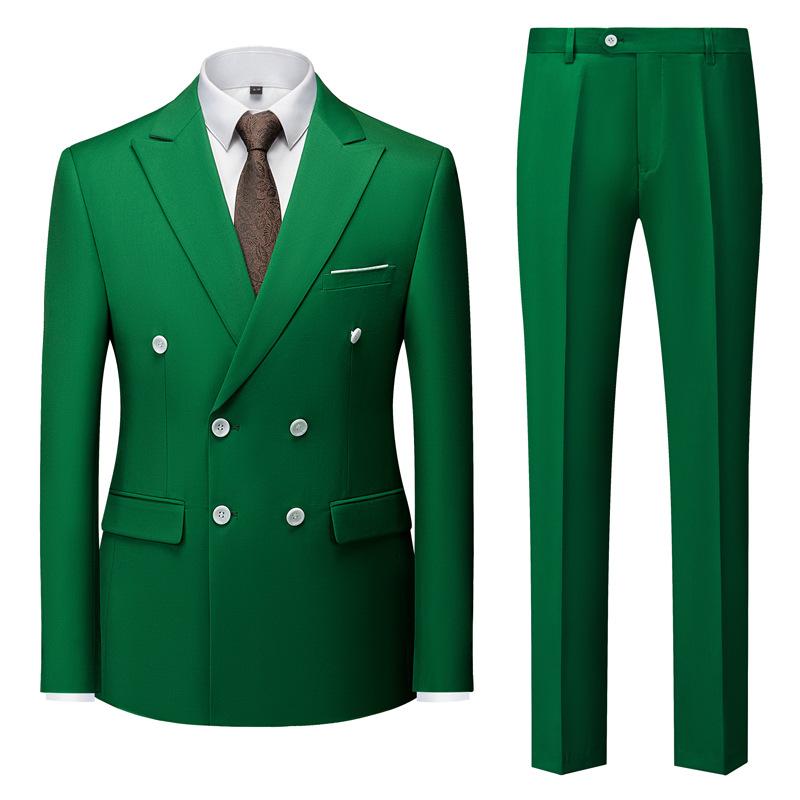 Traje Casual de Doble Botonadura para Hombre Danmo Negocios Trabajo Boda Conjuntos Formales Chaqueta de Traje Sólida + Pantalón 2 piezas