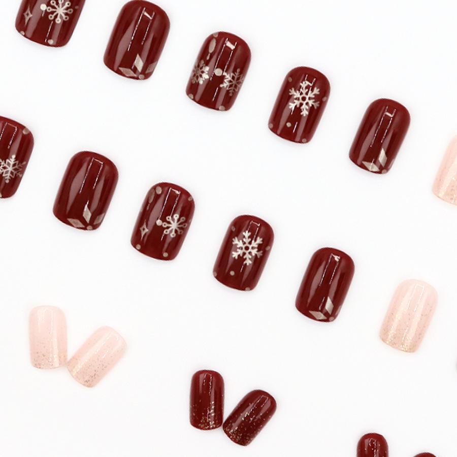 24 Stück Geeignet für rote Kampfrüstung, goldener Schneeflocken-Glitzerpuder, aufhellendes Temperament für Herbst und Winter 24 Stück tragbare Nägel