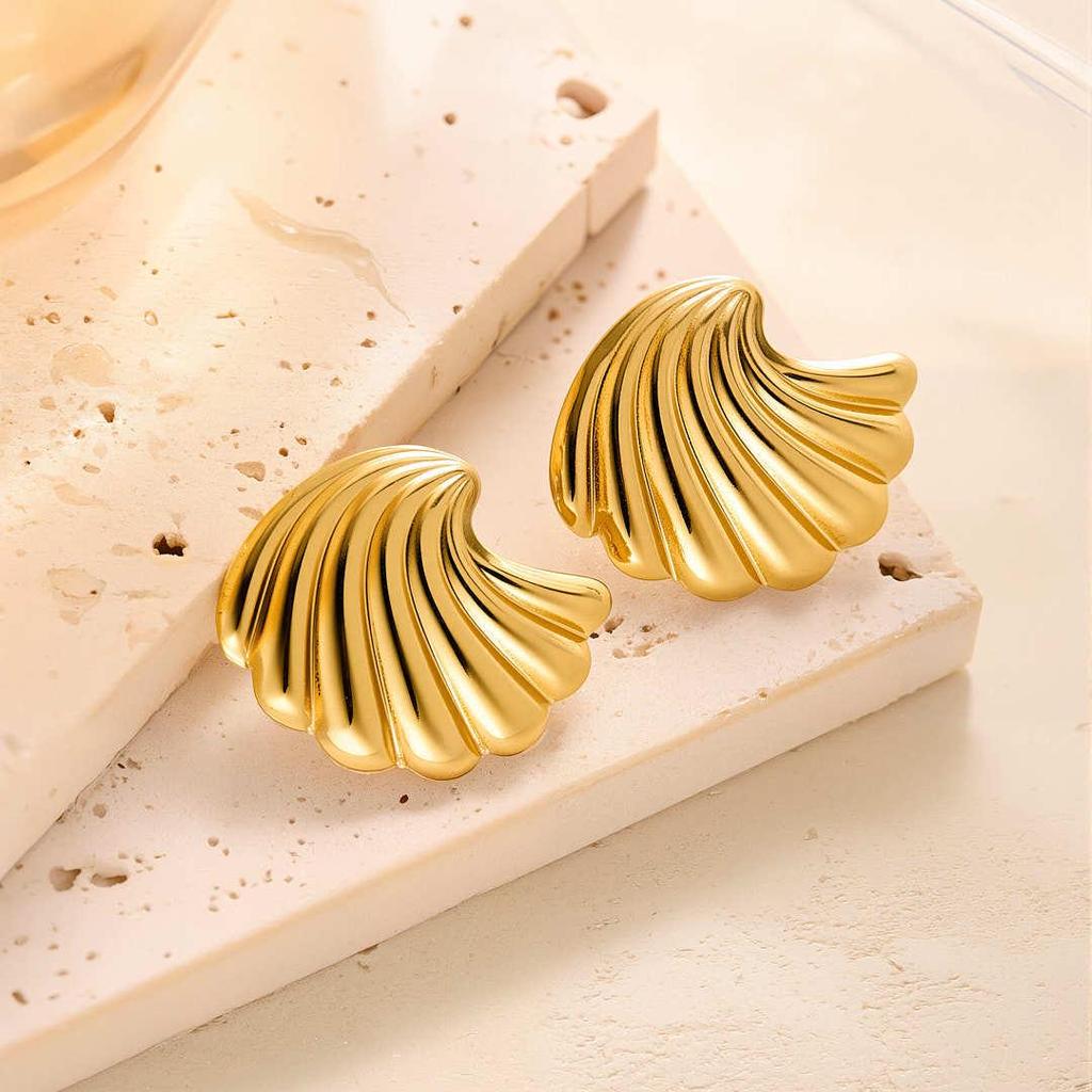 Geometric Irregular 18k Gold Titanium Steel Earrings for Women