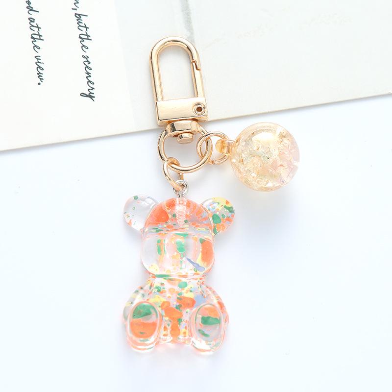 Gradient Acrylic Bear Keychain Pendant - Cute and Colorful Bag Decoration оранжевый