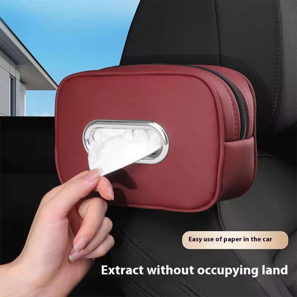 Zipper Car Tissue Box Multifunctional Car Seat Back Organizer Backseat Tissue Case  Armrest