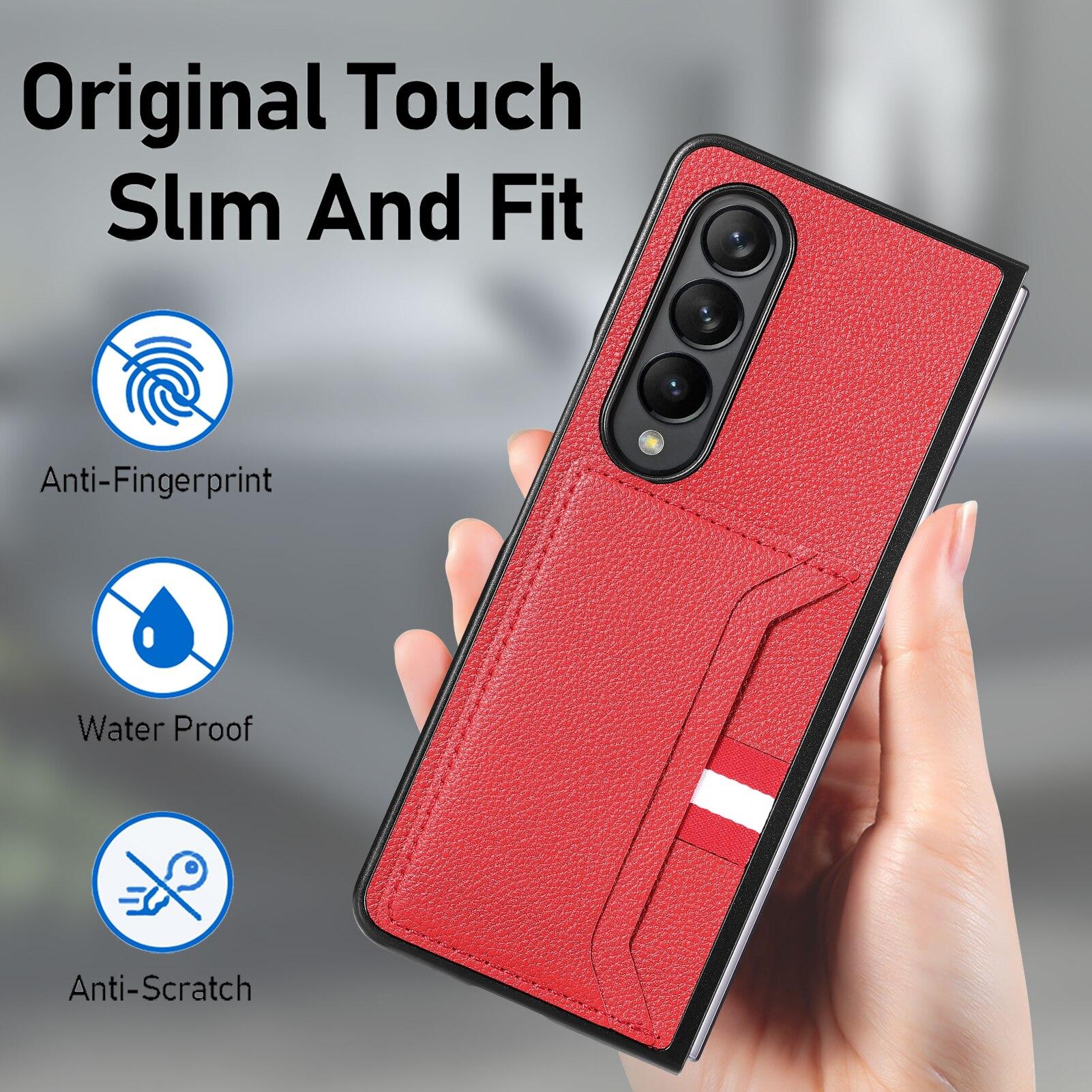 

Anti-Knock Leather Cell Phone Bag Case for Samsung Galaxy Z Fold 4 Fold2 Fold3 Fold4 5G Fold 3 2 Card Slot Portable Cover