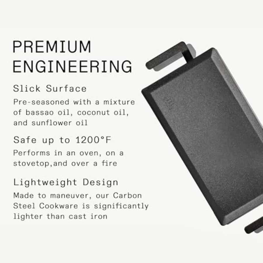 Carbon Steel Griddle for Professional Cooking Induction Compatible Crafted in Sweden Durable and Even Heat Distribution Perfect