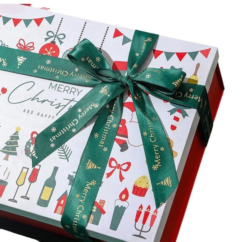 Christmas Day Decorated Paper Boxes Fashionable Colour Printing Storage Gift Boxes for Santa Claus Sweet Socks Paper Packaging