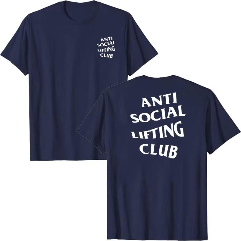 

Anti Social Lifting Club TShirt Exercise Fitness Sports Letters Printed Sayings Graphic Tee Tops Basics Short Sleeve Blouses 4XL