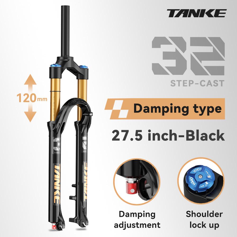 TANKE Bike Fork Rebound Adjustable MTB Air Front Suspension 26/27.5/29 Inch 120mm Travel Quick Release Fork Bicycle Accessories