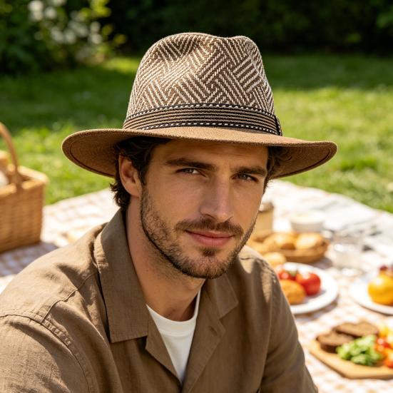 Yousheng Summer Jazz Hat, Lightweight Breathable Mesh Design Sun Protection Hat, Outdoor Travel Picnic Concert Hat
