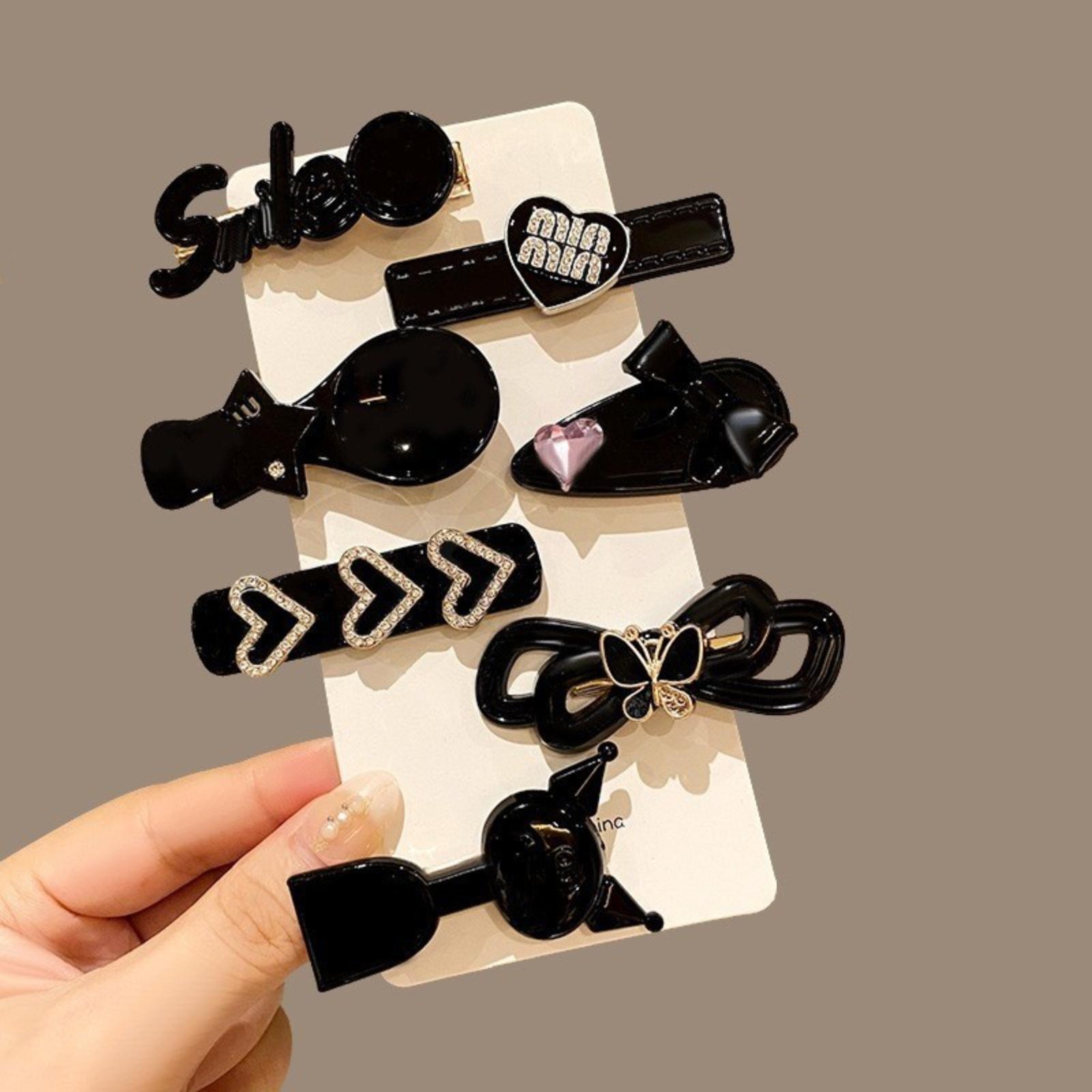 

Star Hair Clip With Side-Swept Bangs Sweet And Edgy Dopamine Straight Clip Small Hairpin Hair Accessory One Size чорний