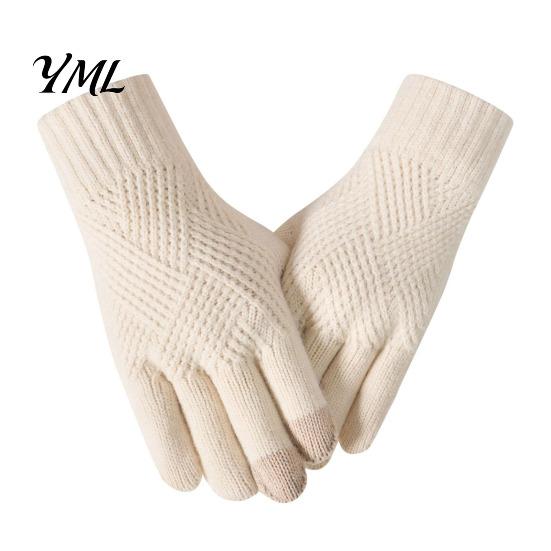 Outdoor Work Gloves for Winter Knitted Touchscreen Men Women, Warm Thermal Gloves, Thickened Stretchy Soft Knit Accessories Plush Lining Mittens Cold