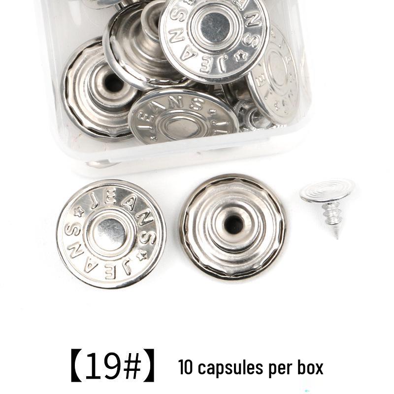 Metal Tack Buttons for Denim Jackets, Overalls, and Clothing - Men's, Women's, and Children's Apparel.