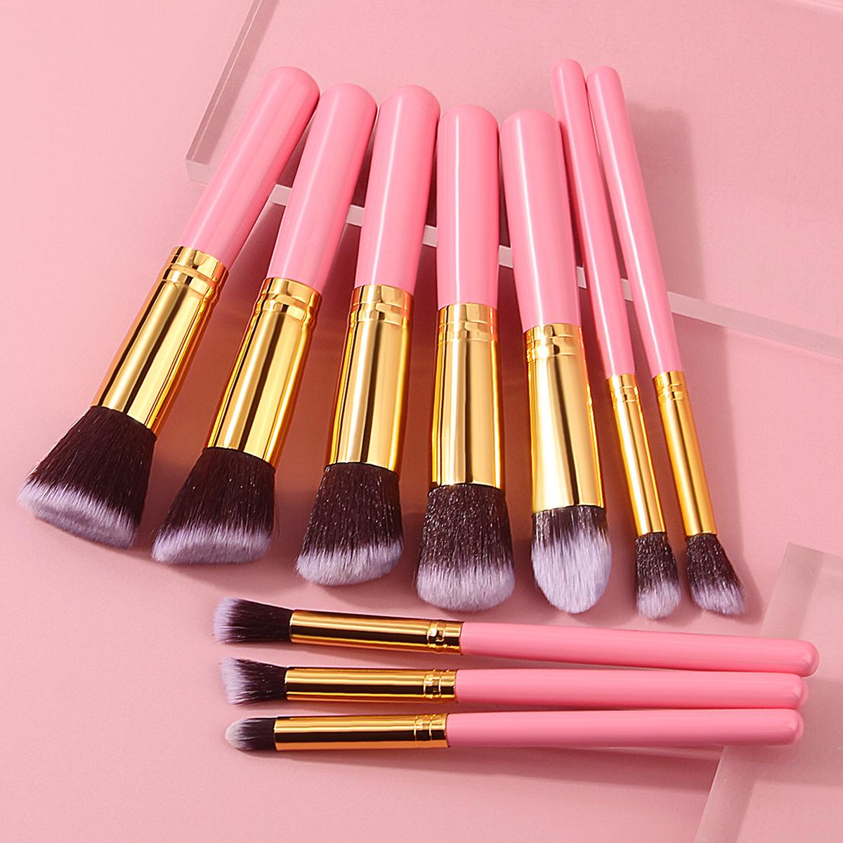 

Набор кистей для макияжа для начинающих, 10 шт., мягкий ворс для легкой растушевки, кисти для теней, румян и контуринга, портативные инструменты для макияжа