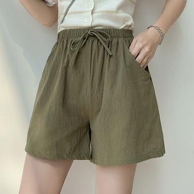 Lässige Shorts aus Baumwolle und Hanf für Damen, große Hosen mit weitem Bein, Hotpants für den Strand, Sommer, lockere Freizeithose für Sport, Fünfviertelhose