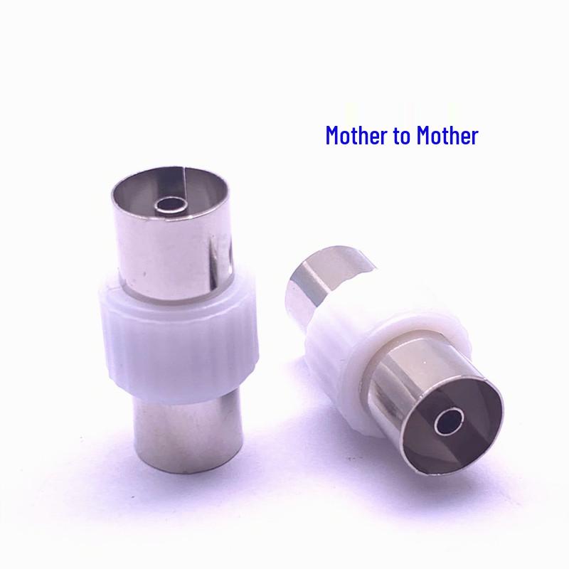 RF Double-Pass Cable TV Converter: Antenna Extension Plug, Female/Female, Male/Male Bamboo Connector
