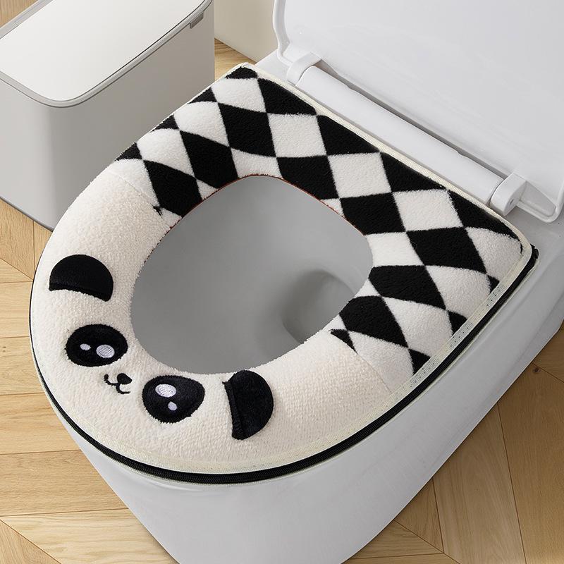 

2025 Зимова Мультяшна Плюшева Накладка на Сидіння Унітазу: Потовщений, на блискавці, багаторазовий, праний, м який, приємний до шкіри.