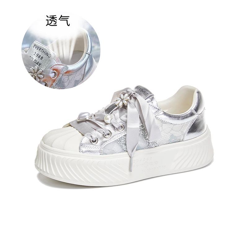 Foam bottom shell head little white shoes women's 2025 summer new thick-soled casual breathable women's shoes sports versatile board shoes