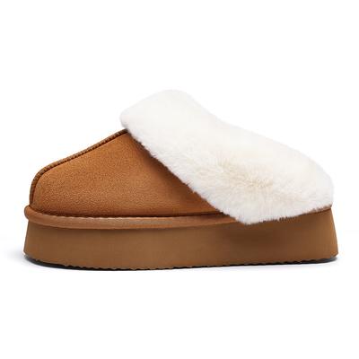 Fashion Smile PoP Winter Fluffy Women Slippers Warm Fuzzy House Slippers Soft Suede Antiskid Platform Cotton Slippers With Memory Foam