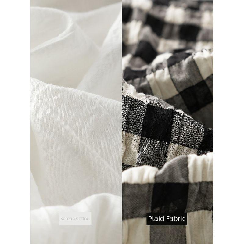 Plus size women clothing [Retro Art Long dress] Fake Two Pieces Plaid Pleat Texture Feeling Chubby Girl Autumn Sling