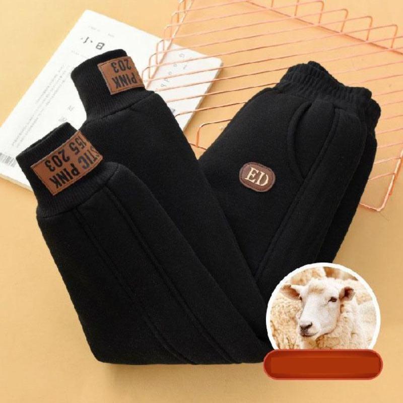 Autumn and Winter Boys Girls Padded Plush Velvet Trousers Big Kids Extra Thick Lamb Wool Warm Snow Pants Children Thick Cotton Pants