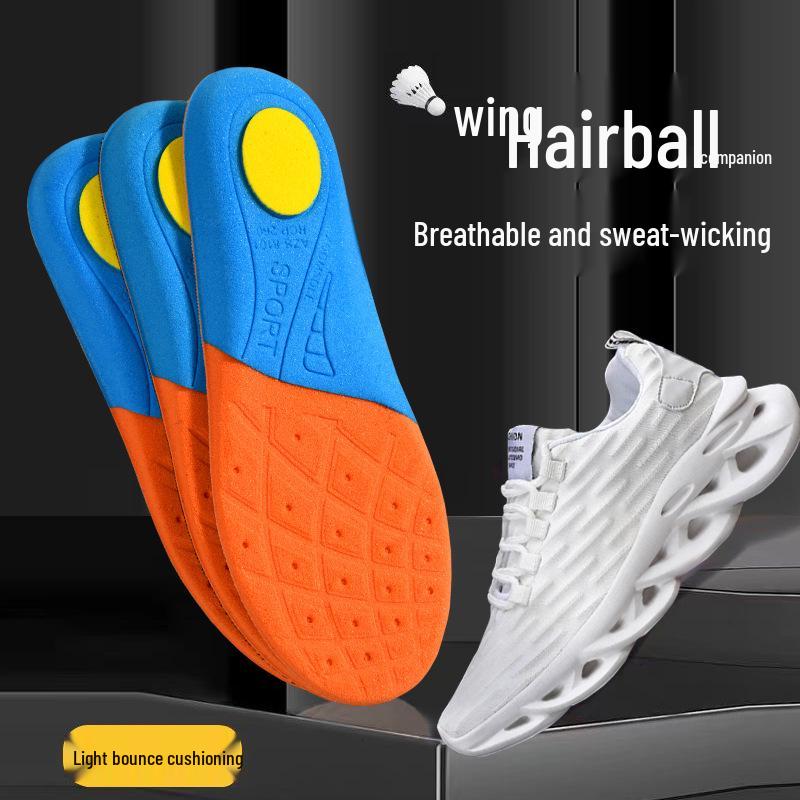 Men’s Breathable Cotton Running Insoles - Lightweight, Sweat-Absorbing, Shock-Absorbing, Elastic Comfort for Long-Lasting Stand Durability.