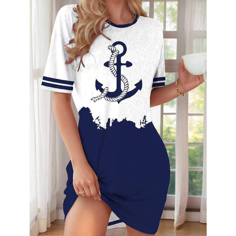 New Letter Printing Casual Versatile Fashion Trend High Quality Lightweight Medium and Long Dress